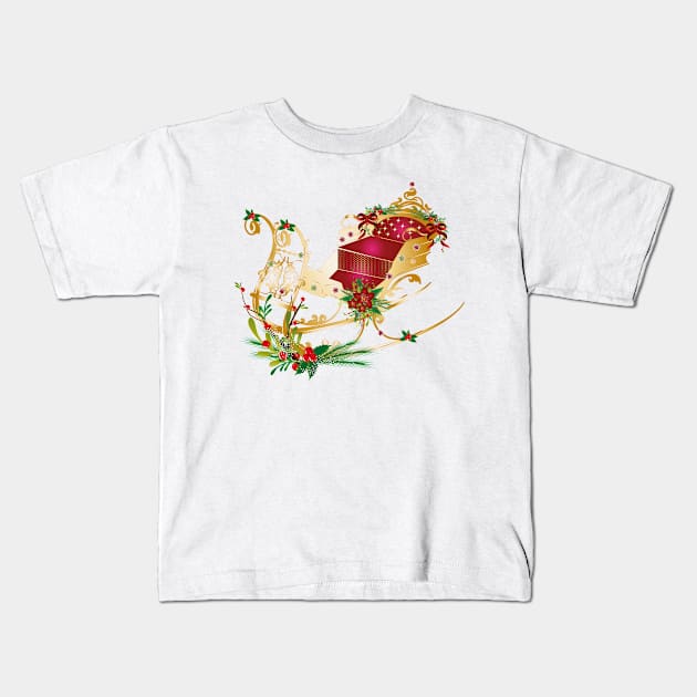 Horse sleigh decorated for Christmas Kids T-Shirt by Kisho